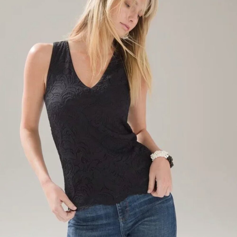 White House Black Market Lace Tank Black